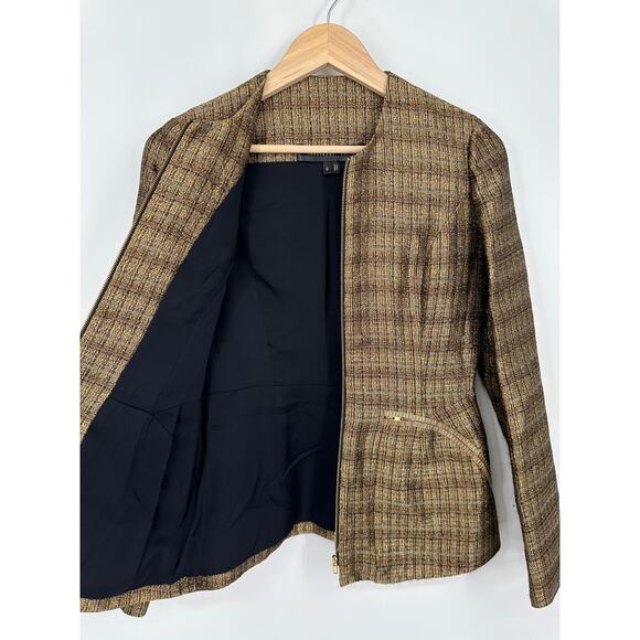 Theyskens’ Theory Jelsor Blazer Plaid Metallic Gold Zip Jacket - Picture 11 of 16